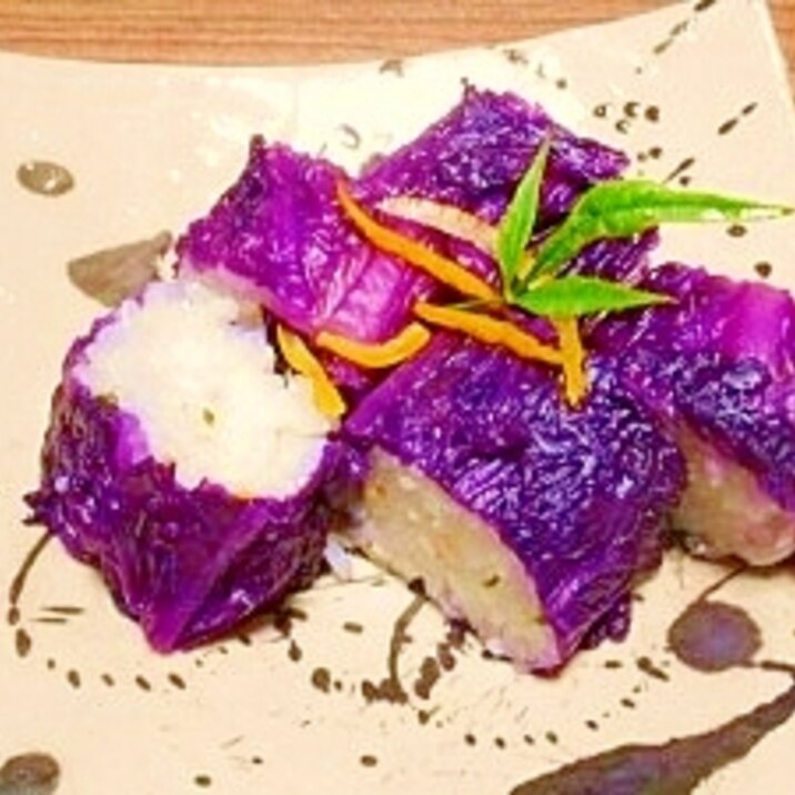 柚子塩昆布ご飯☆紫白菜巻き